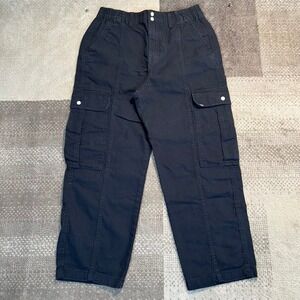 Vans Womens Size L Black Cotton Canvas Cargo Pants Elastic Waist Relaxed Skate